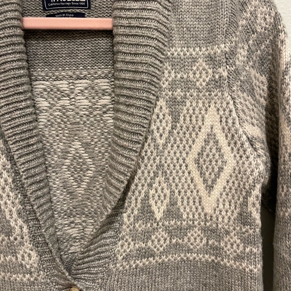 North face cardigan button cardigan sweater with gray and white design. … - Picture 2 of 6